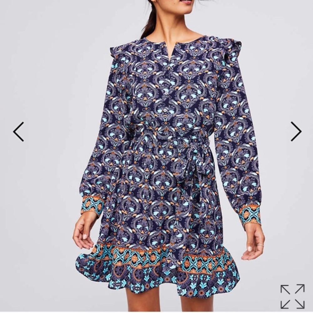 LOFT Ruffle Shoulder Shirt Dress | Size XXLP